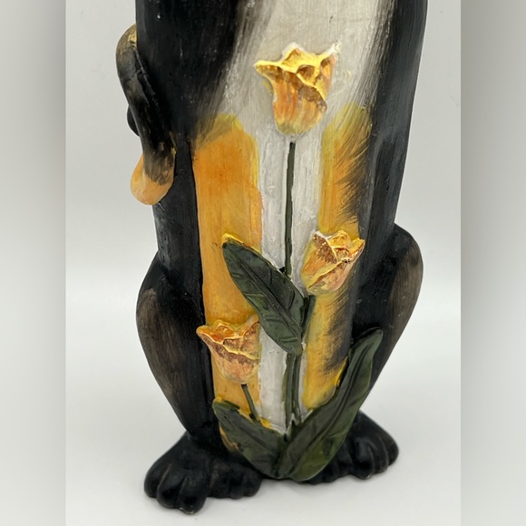 Resin Tall Cat Figurine Flower Details 9 in Height - Picture 8 of 8